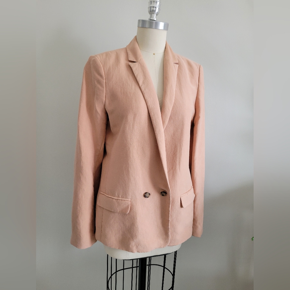 Ann Taylor Blush Pink Double-Breasted Blazer